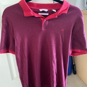 Calvin Klein Red and Blue Striped Polo Slim Fit